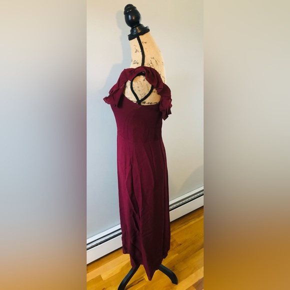 REFORMATION MAROON RED DRESS RUFFLE STRAP SIZE US 8 - Picture 2 of 8